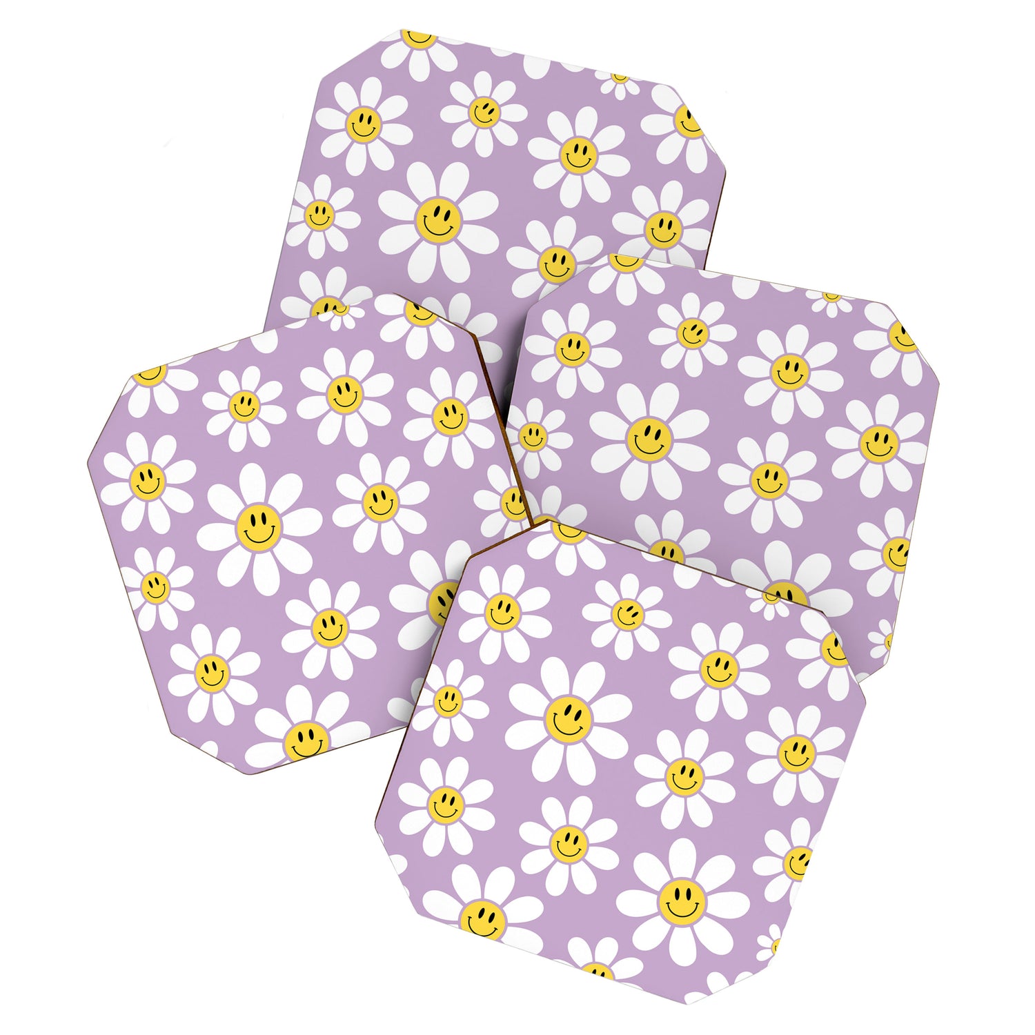 Smiley Face Daisies (Purple) Coaster Gallery Image 1