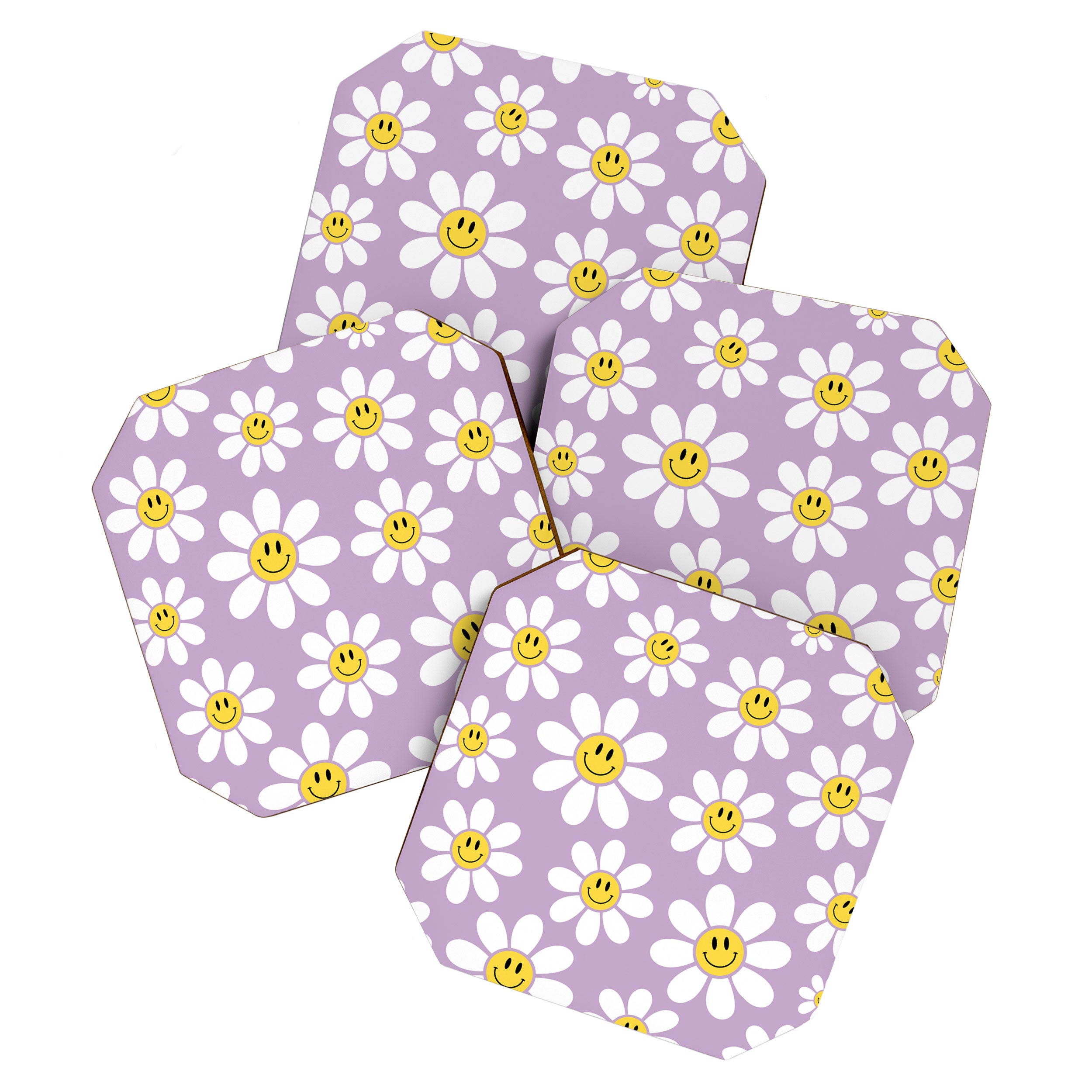 Smiley Face Daisies (Purple) Coaster Gallery Image 1