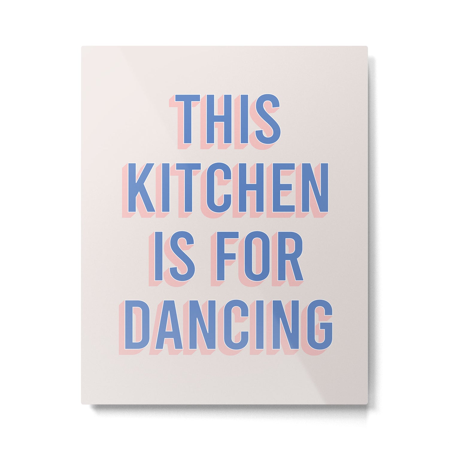 This Kitchen Is For Dancing (Blue Pink) Metal Print Gallery Image 4