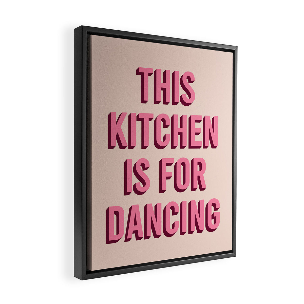 This Kitchen Is For Dancing (Pink) Framed Canvas Print Gallery Image 2
