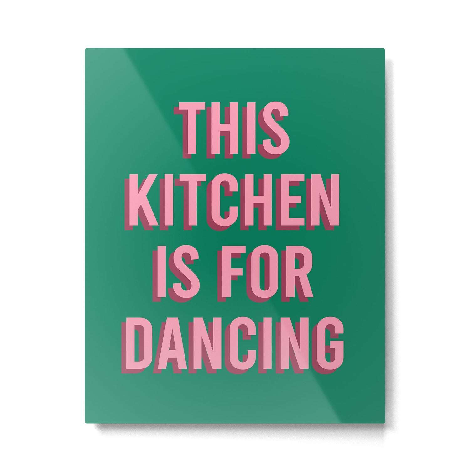 This Kitchen Is For Dancing (Pink Green) Metal Print Gallery Image 4