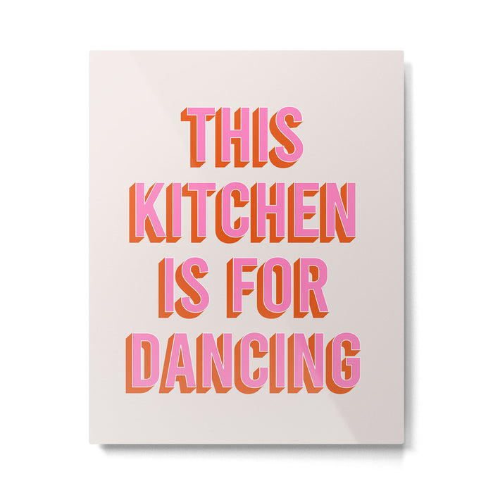 This Kitchen Is For Dancing (Pink & Orange) Metal Print Gallery Image 1