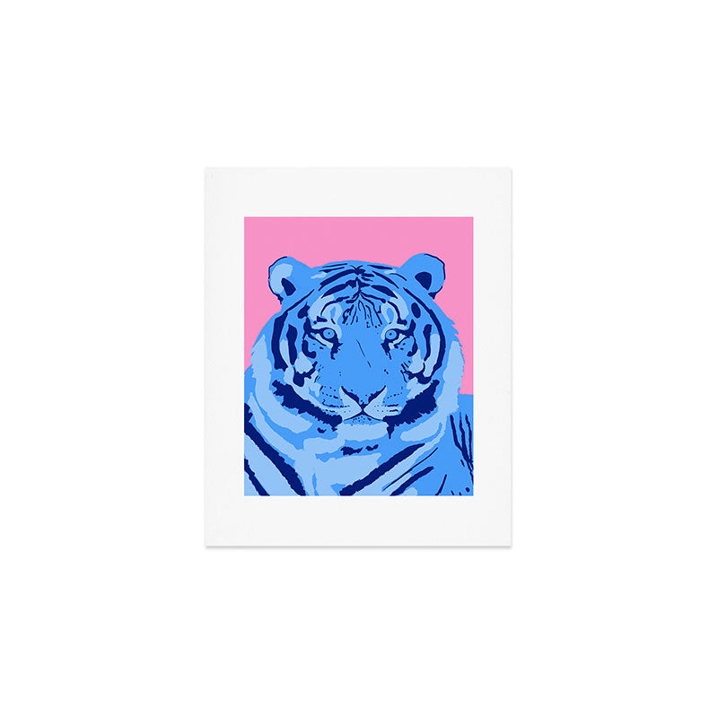 Tiger Blue & Pink Art Print Gallery Image 1