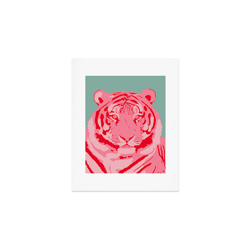 Tiger Pink & Teal Art Print Gallery Image 1