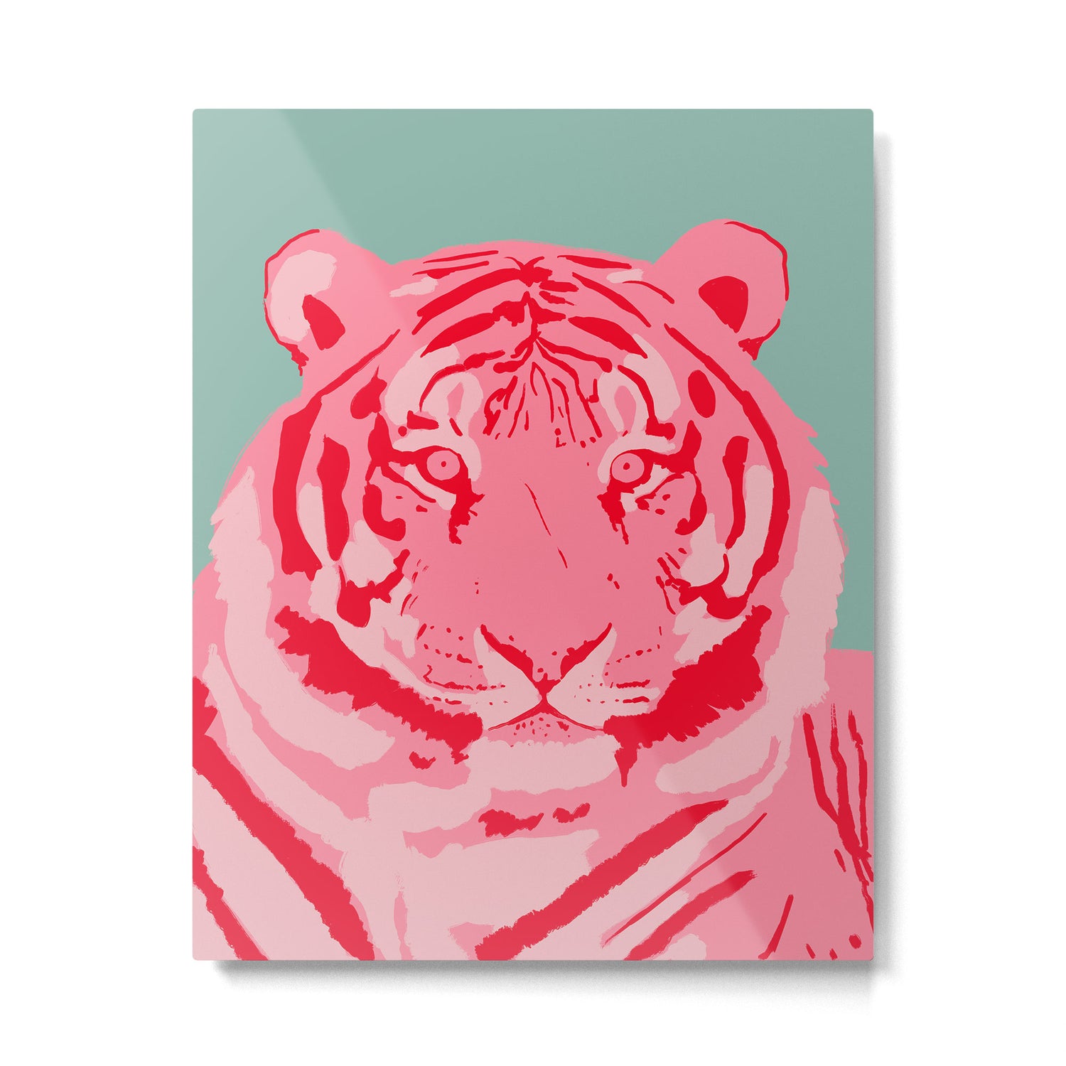 Tiger Pink & Teal Metal Print Gallery Image 4