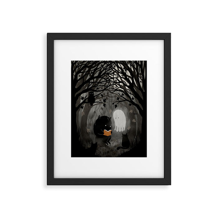 A Quiet Spooky Spot (Book Reading Monster) Framed Art Print Gallery Image 1