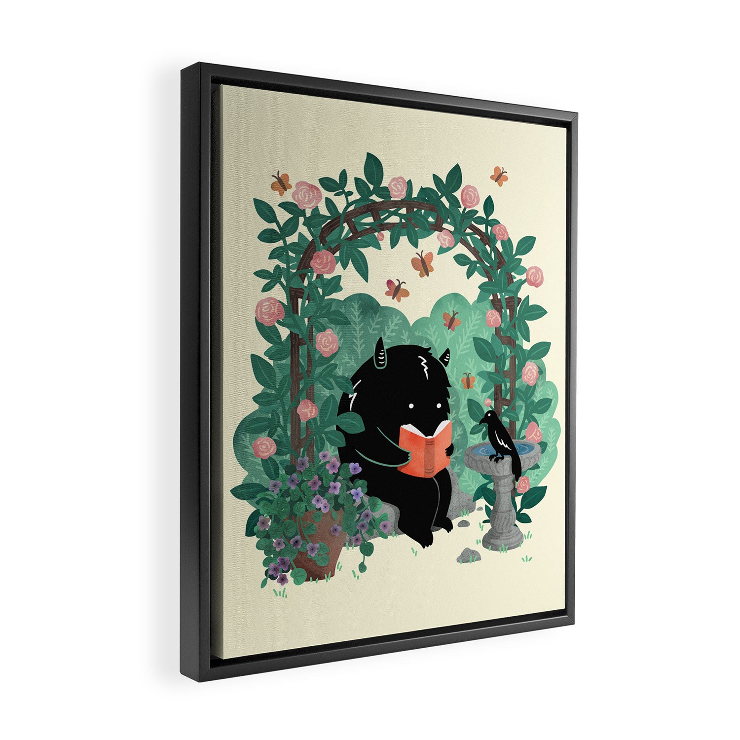 A Quiet Summer Spot (Monster Book Lover) Framed Canvas Print Gallery Image 2