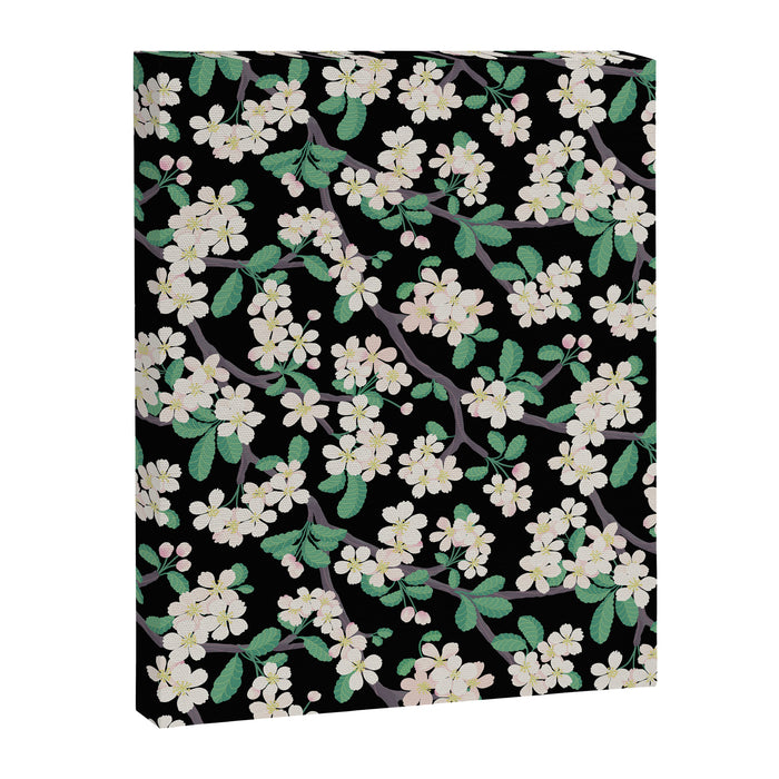Apple Blossom Pattern on Black Canvas Print Gallery Image 1