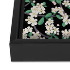 Apple Blossom Pattern on Black Framed Canvas Print Gallery Image 3