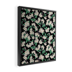 Apple Blossom Pattern on Black Framed Canvas Print Gallery Image 2