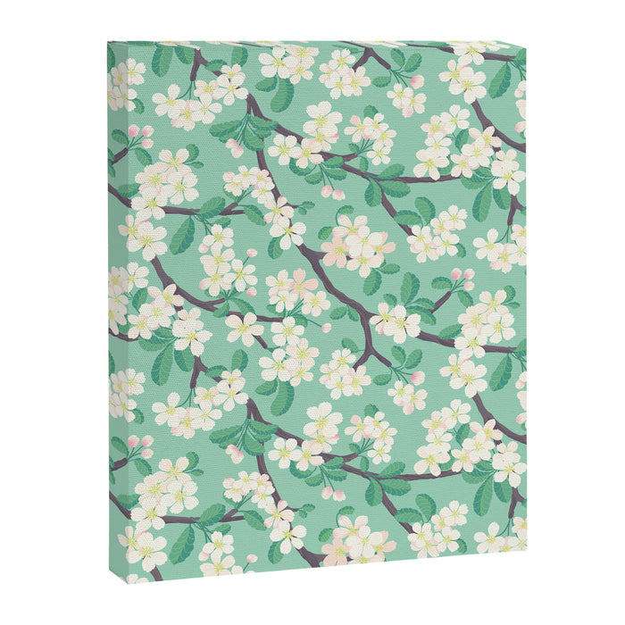 Apple Blossoms Pattern on Green Canvas Print Gallery Image 1