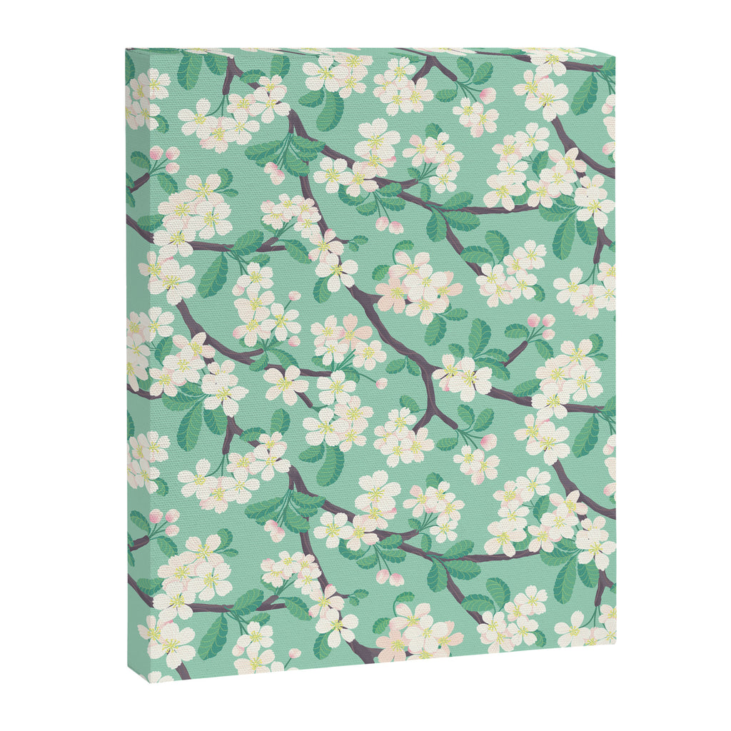 Apple Blossoms Pattern on Green Canvas Print Gallery Image 6