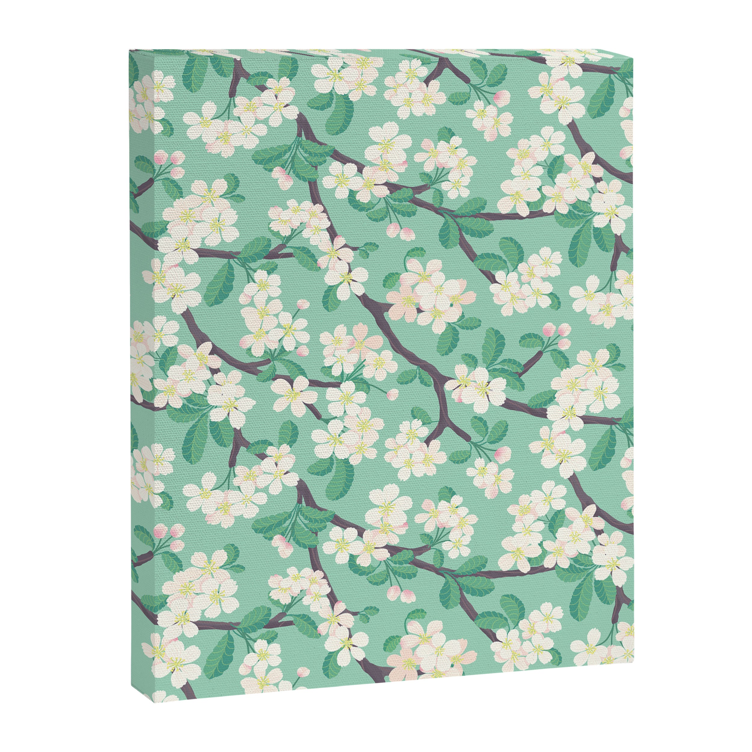 Apple Blossoms Pattern on Green Canvas Print Gallery Image 6