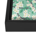Apple Blossoms Pattern on Green Framed Canvas Print Gallery Image 3