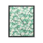 Apple Blossoms Pattern on Green Framed Canvas Print Gallery Image 6