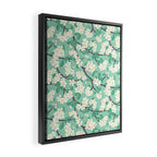 Apple Blossoms Pattern on Green Framed Canvas Print Gallery Image 2