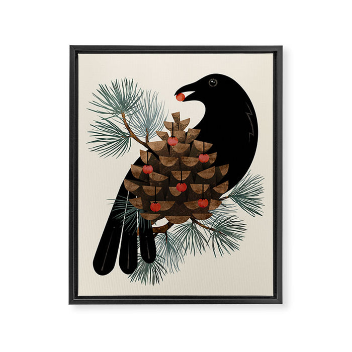 Bird & Berries Framed Canvas Print Gallery Image 1
