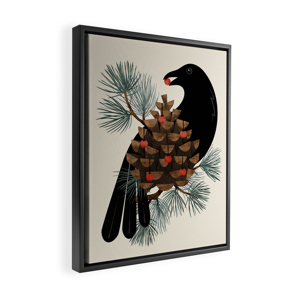 Bird & Berries Framed Canvas Print Gallery Image 2