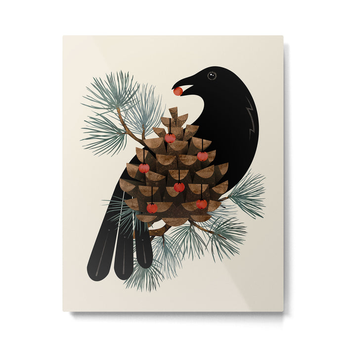 Bird & Berries Metal Print Gallery Image 1