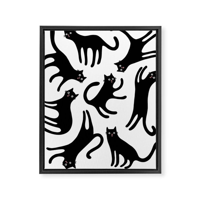 Black Cats Blep! Framed Canvas Print Gallery Image 1
