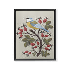 Blue Tit on Red Rose Hips Framed Canvas Print Gallery Image 6