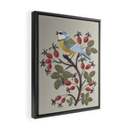 Blue Tit on Red Rose Hips Framed Canvas Print Gallery Image 2