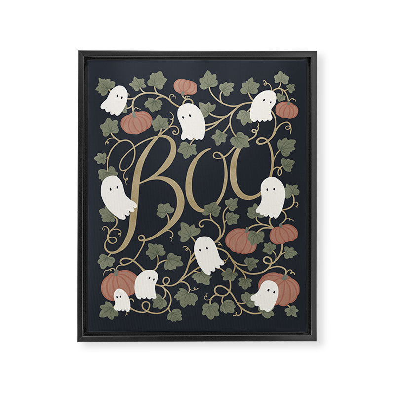 Boo! (Ghosts in the Pumpkin Patch) Framed Canvas Print Gallery Image 6