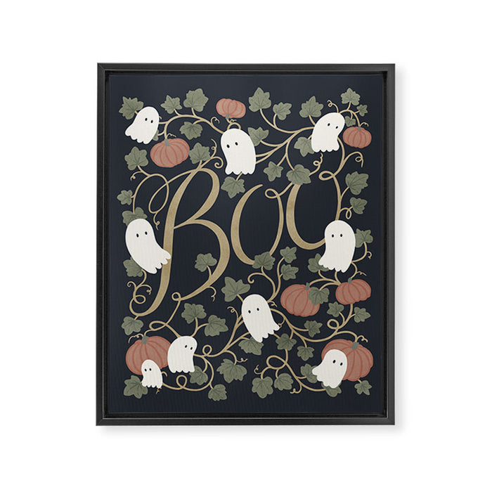 Boo! (Ghosts in the Pumpkin Patch) Framed Canvas Print Gallery Image 1