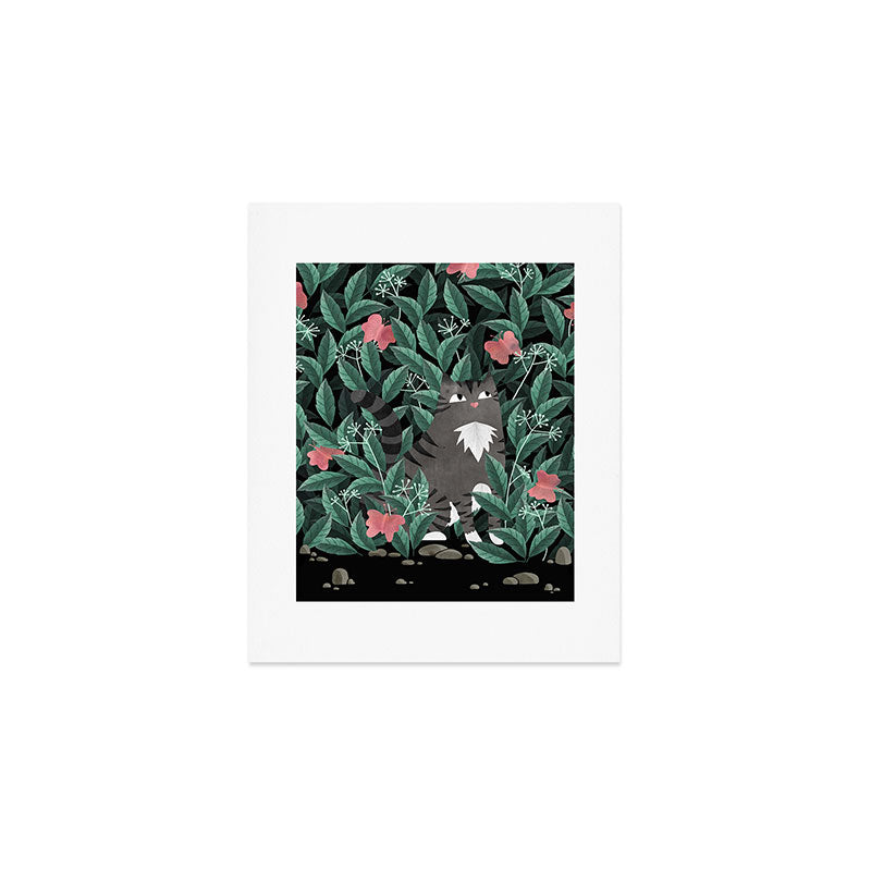Butterfly Garden (Tabby Cat Version) Art Print Gallery Image 1