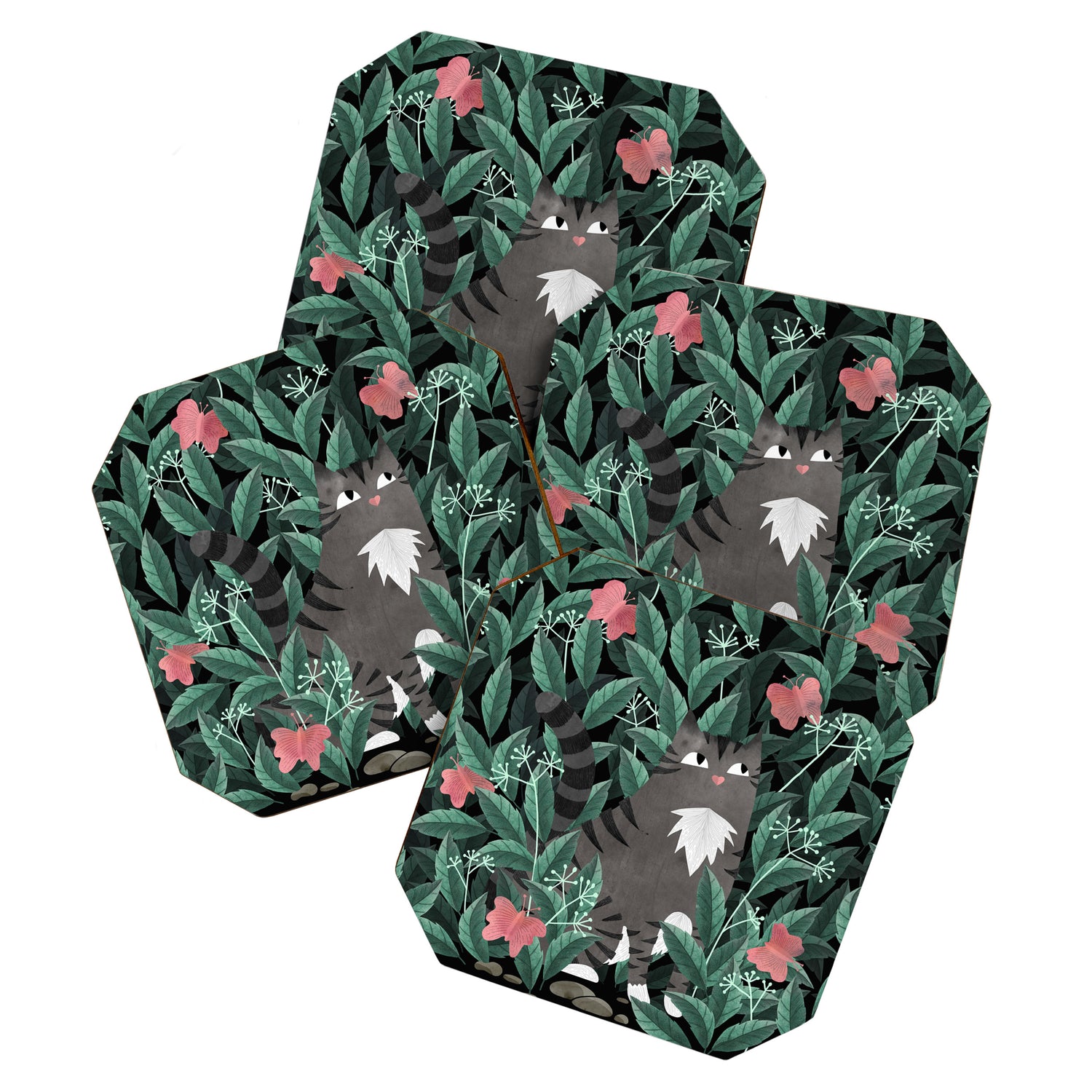 Butterfly Garden (Tabby Cat Version) Coaster Gallery Image 1