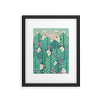 Creatures of the Forest in Springtime (Cute Yetis Hiding Whimsical Nature Art) Framed Art Print Gallery Image 5