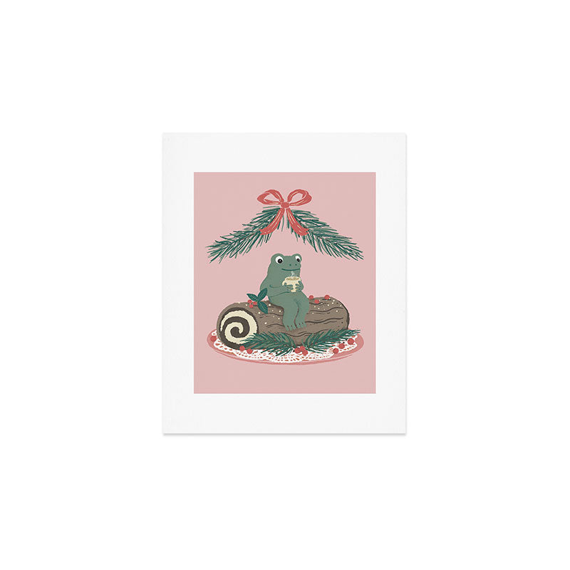 Frog on a Log with a Nog Art Print Gallery Image 1