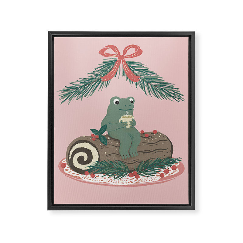 Frog on a Log with a Nog Framed Canvas Print Gallery Image 8