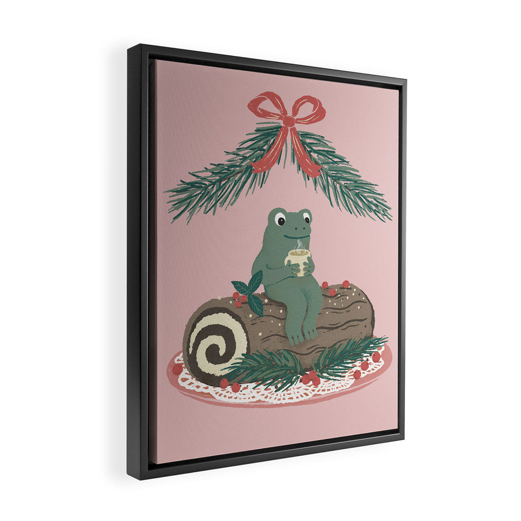 Frog on a Log with a Nog Framed Canvas Print Gallery Image 2