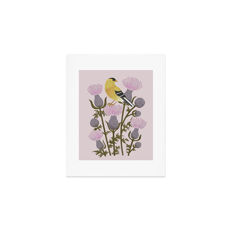 Goldfinch on Purple Thistles Art Print Gallery Image 1