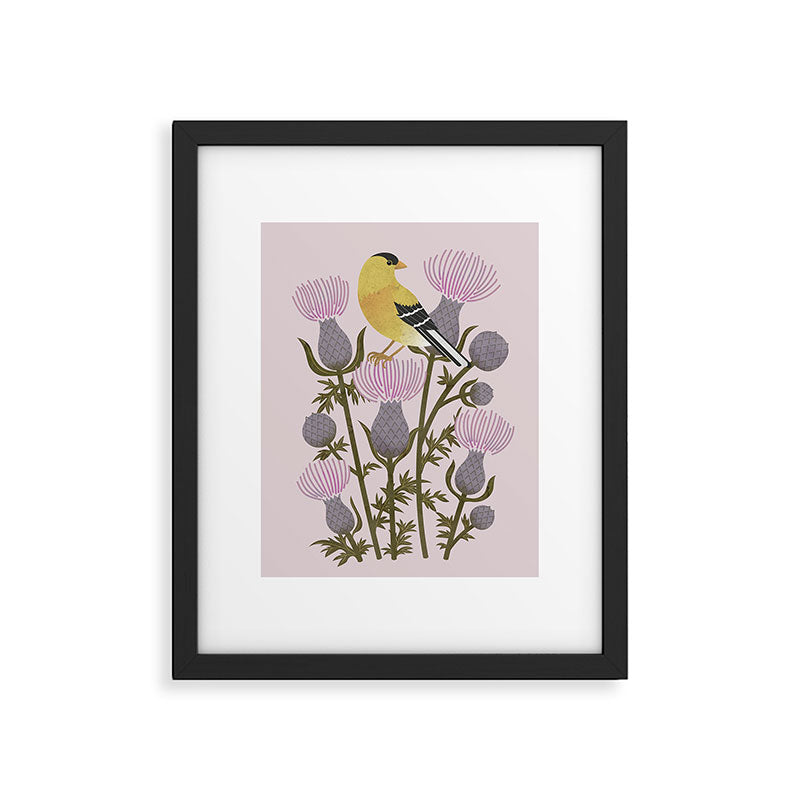 Goldfinch on Purple Thistles Framed Art Print Gallery Image 5