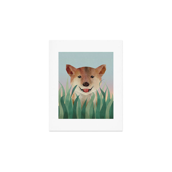 Happy Shiba in the Grass (Sunrise Dog) Art Print Gallery Image 1