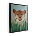 Happy Shiba in the Grass (Sunrise Dog) Framed Canvas Print Gallery Image 2