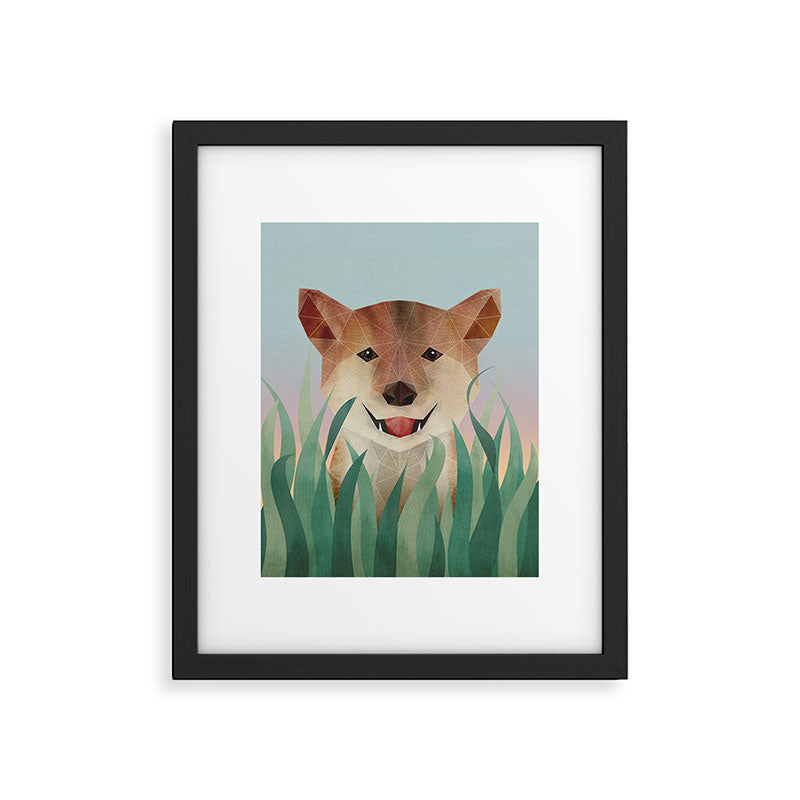 Happy Shiba in the Grass (Sunrise Dog) Framed Art Print Gallery Image 5
