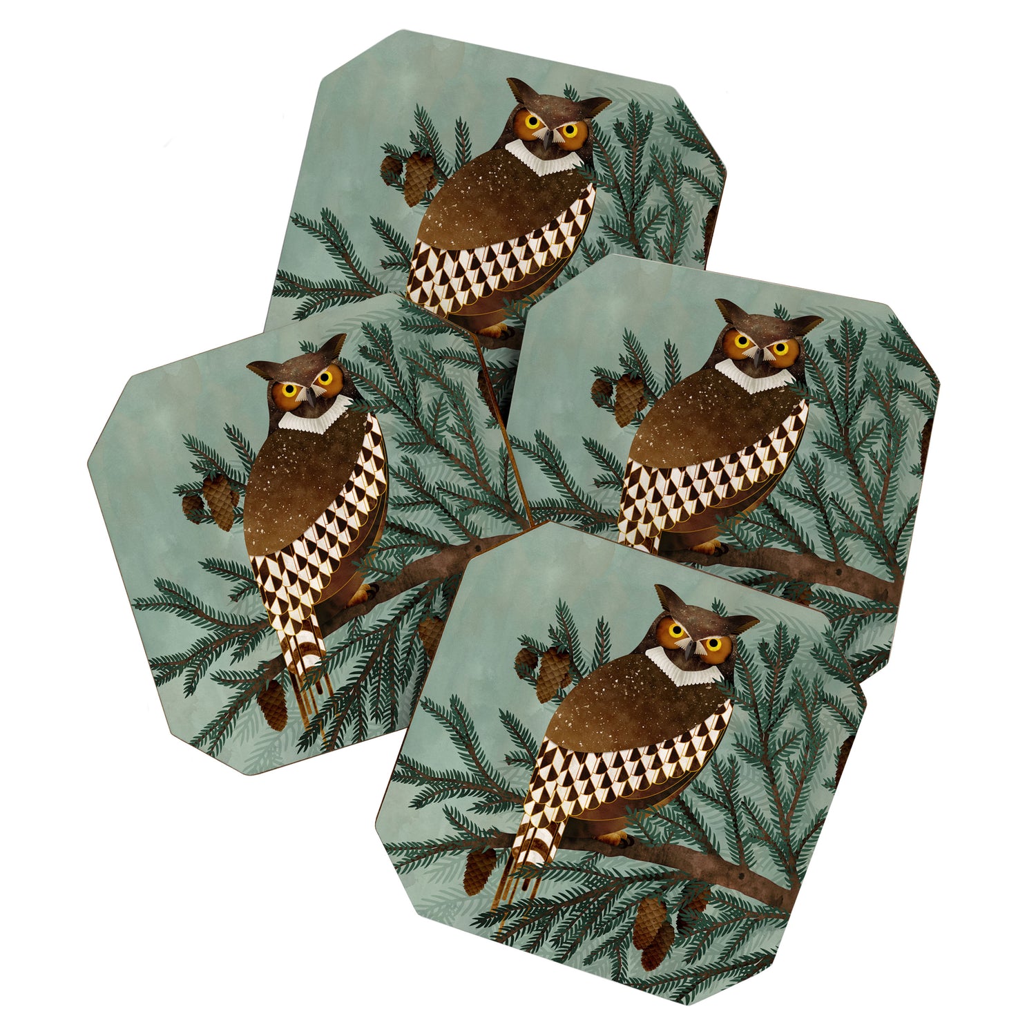 Horned Owl in the Pines Coaster Gallery Image 1