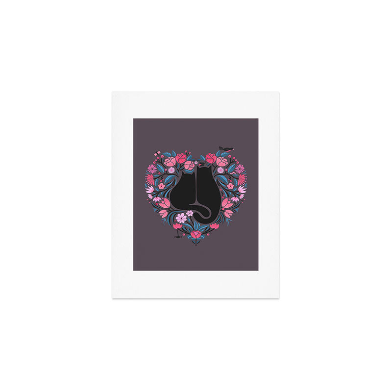 I Heart Cats and Flowers Art Print Gallery Image 1