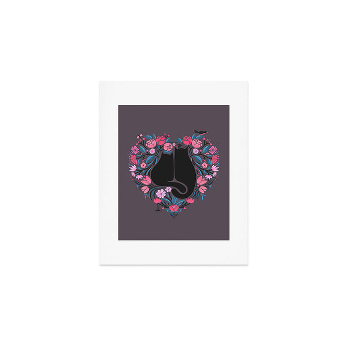 I Heart Cats and Flowers Art Print Gallery Image 1