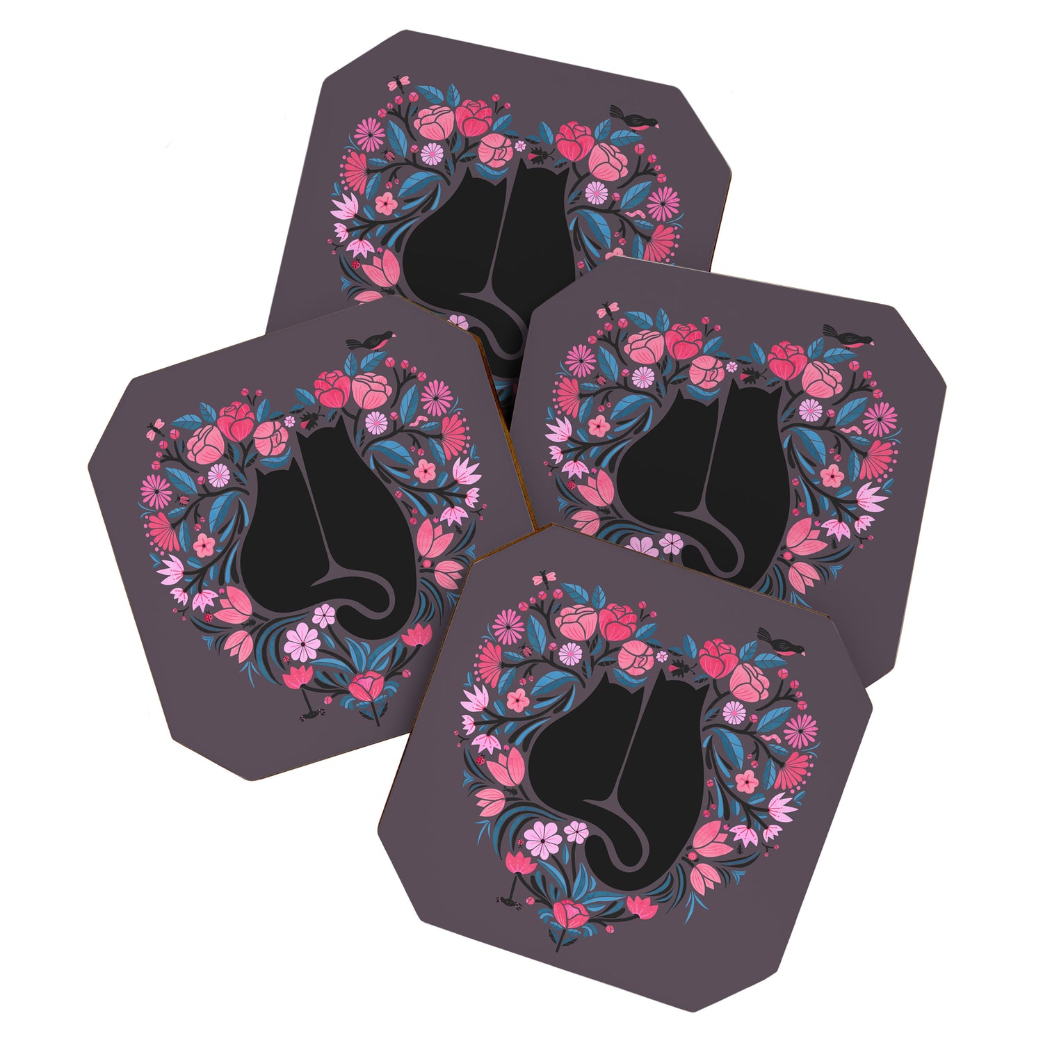 I Heart Cats and Flowers Coaster Gallery Image 1