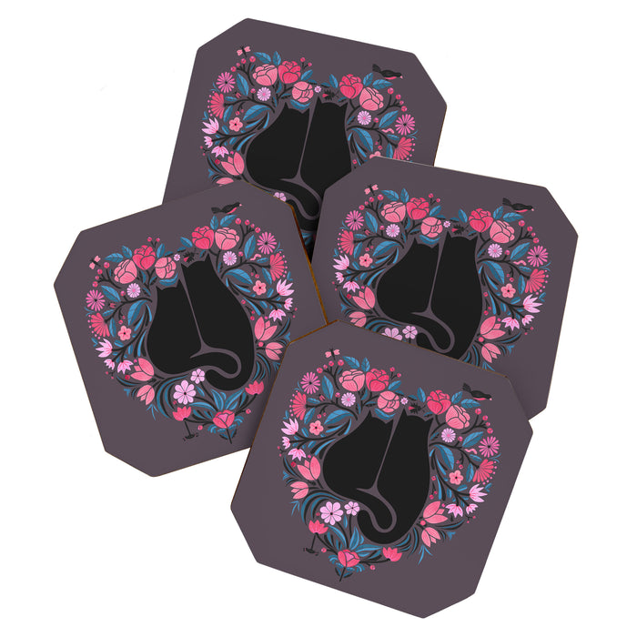 I Heart Cats and Flowers Coaster Gallery Image 1