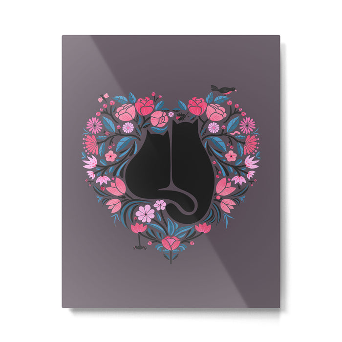 I Heart Cats and Flowers Metal Print Gallery Image 1