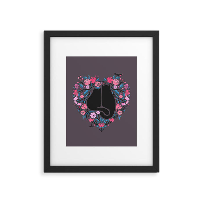 I Heart Cats and Flowers Framed Art Print Gallery Image 1