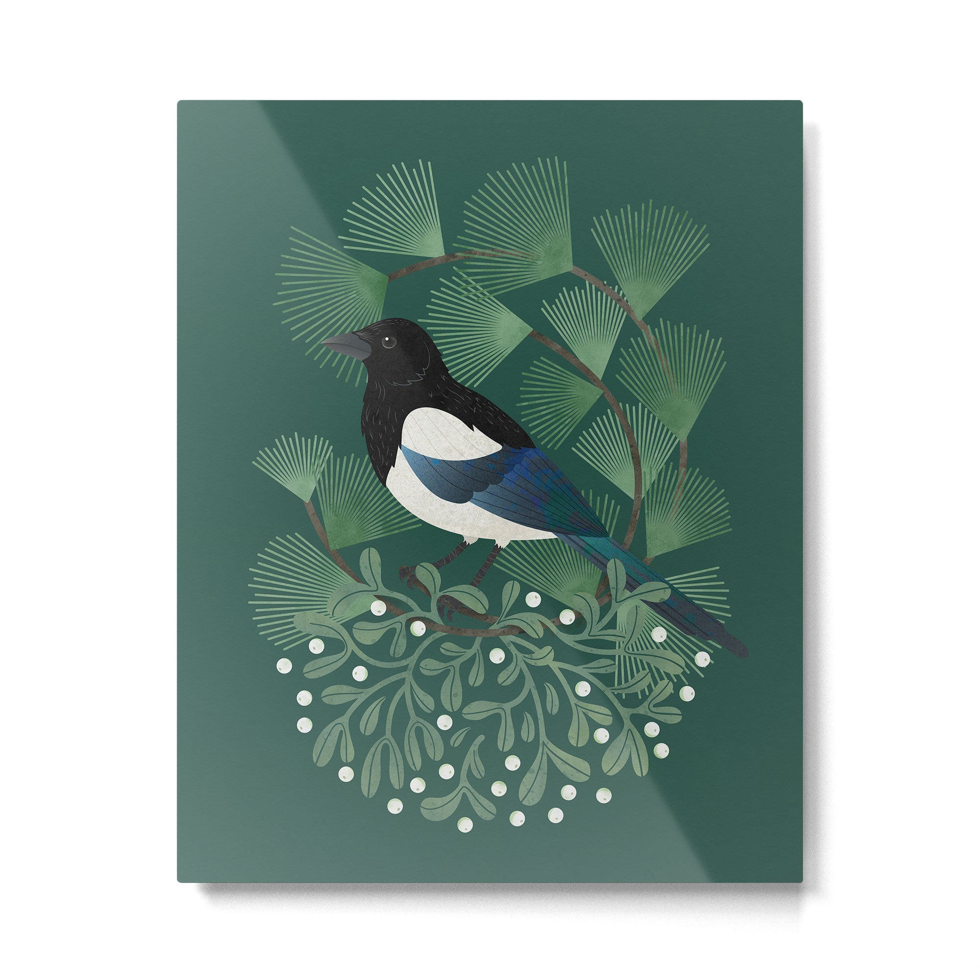 Magpie & Mistletoe Metal Print Gallery Image 4