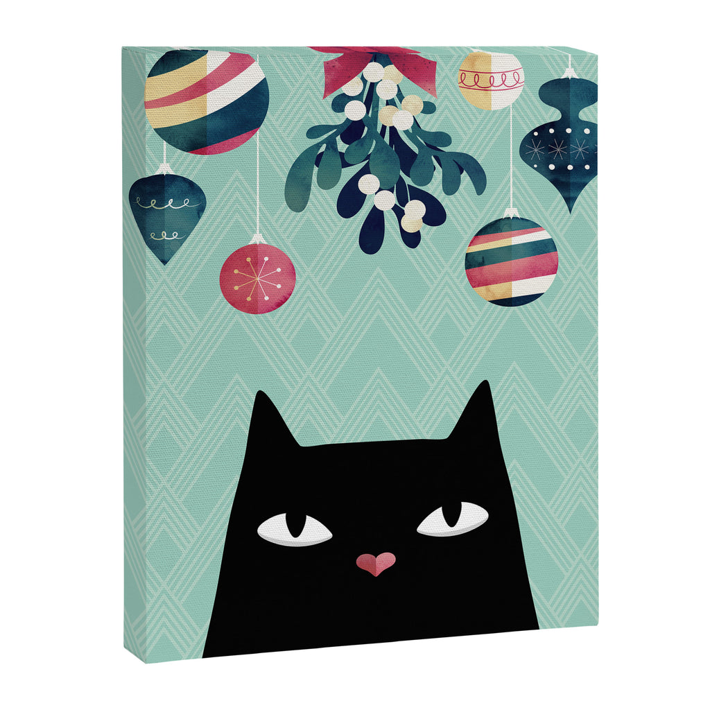 Mistletoe? (Black Cat) Canvas Print Gallery Image 8