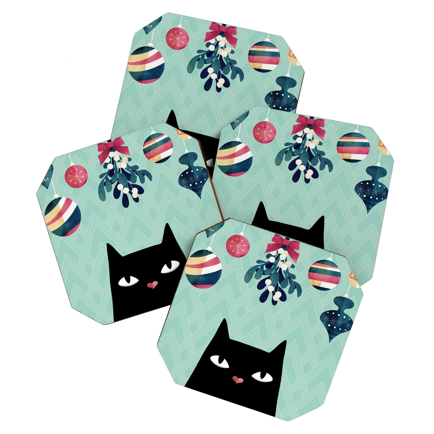 Mistletoe? (Black Cat) Coaster Gallery Image 1