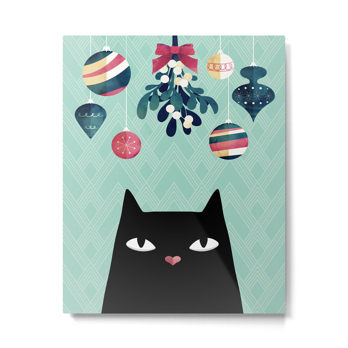 Mistletoe? (Black Cat) Metal Print Gallery Image 1